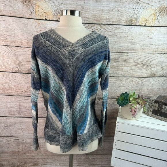 Free People Chevron Stripe Oversize Wool Off Shoulder Sweater Size Extra Small - Picture 4 of 7